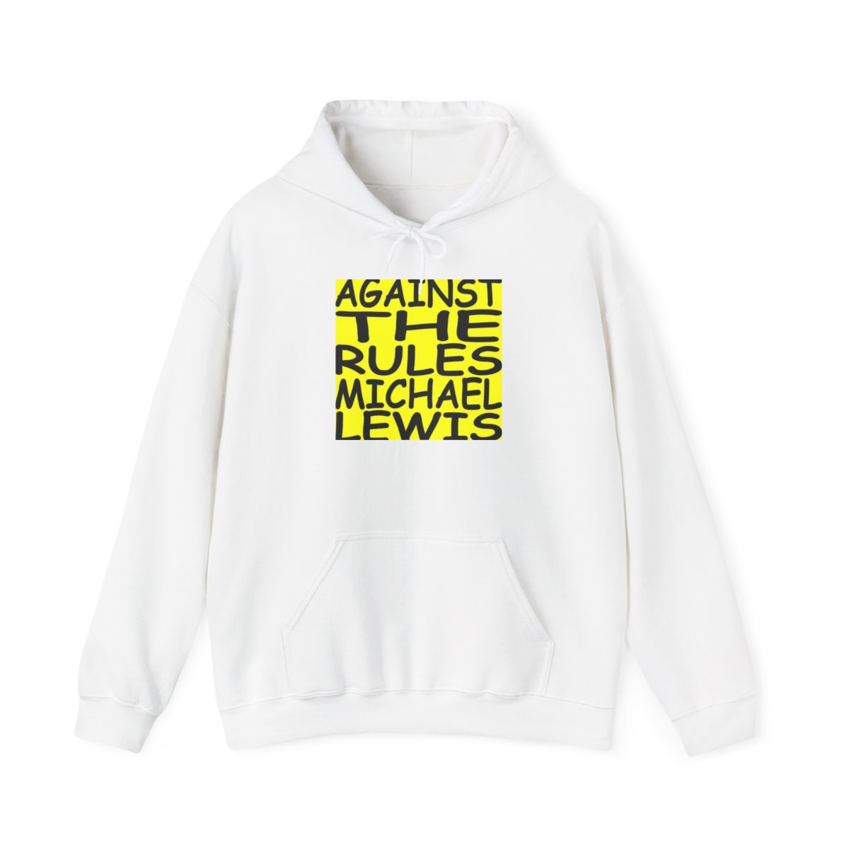 Against The Rules Michael Lewis Hoodie | Yellow Block Text Pullover | Against The Rules Podcast - alternate angle 4, merchandise