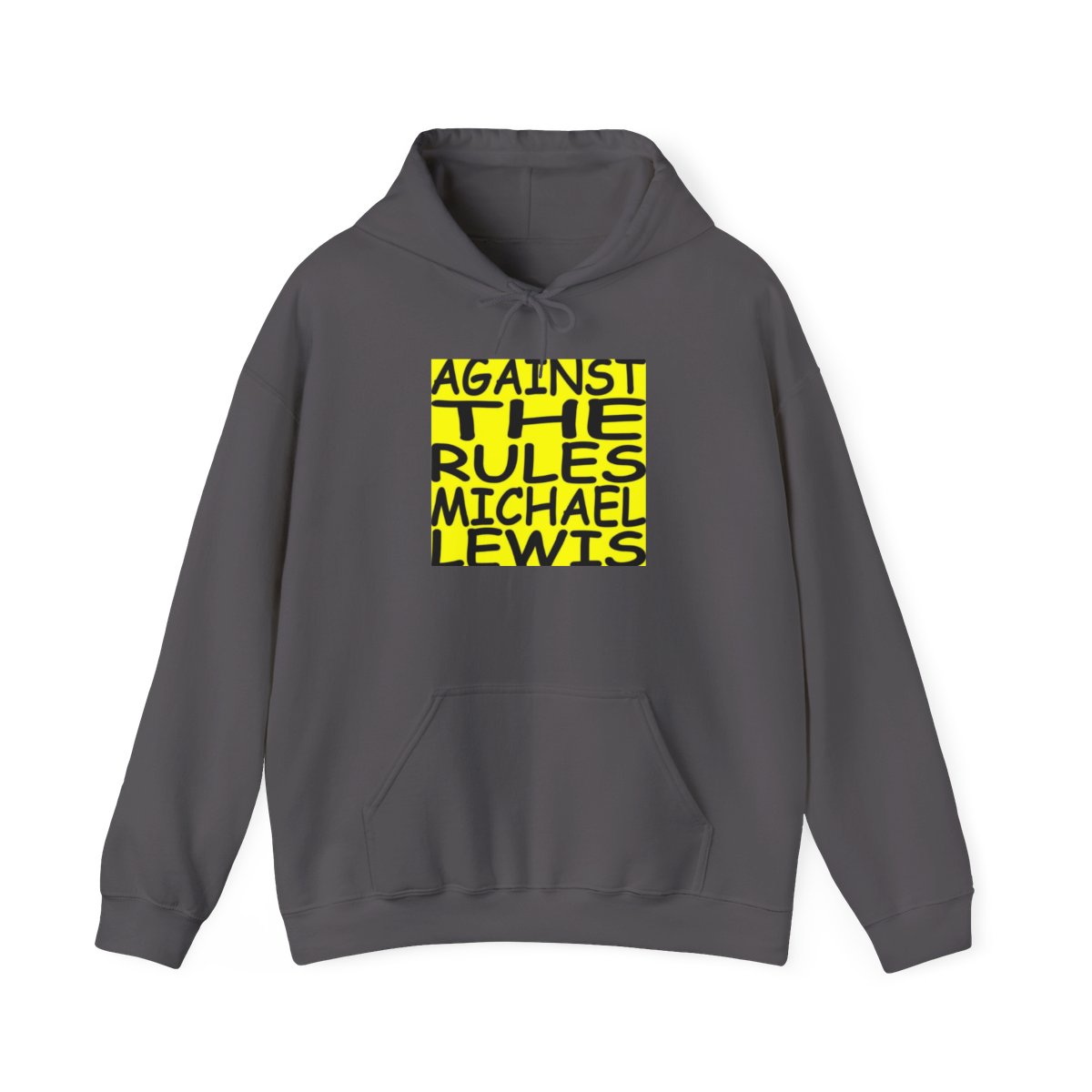 Against The Rules Michael Lewis Hoodie | Yellow Block Text Pullover | Against The Rules Podcast - alternate angle 3, merchandise